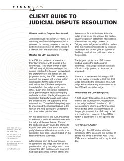 CLIENT GUIDE TO JUDICIaL DIspUTE REsOLUTION