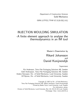 INJECTION MOULDING SIMULATION -A finite element approach to