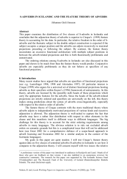 S-adverbs in Icelandic: Specifiers or adjuncts