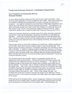 Family and Consumer Sciences: a Graduation Requirement Vice