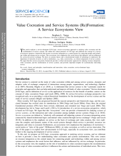 SERVICE SCIENCE Value Cocreation and Service Systems (Re