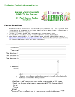 Explore Literary Elements @ WDFPL this Summer!