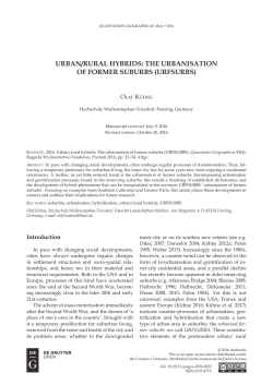 URBAN/RURAL HYBRIDS: THE URBANISATION OF FORMER