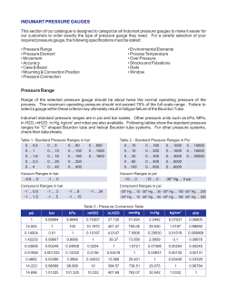INDUMART PRESSURE GAUGES Pressure Range