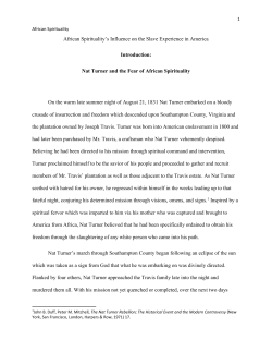 Nat Turner and the Fear of African Spiritual