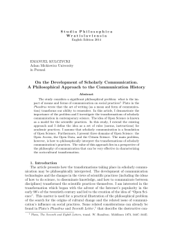 On the Development of Scholarly Communication. A Philosophical