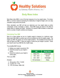 Body Mass Index - Gateway Health Alliance
