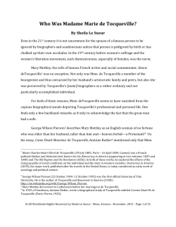 Who Was Madame Marie de Tocqueville?