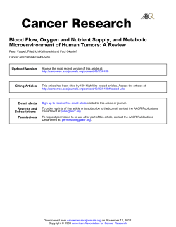 Microenvironment of Human Tumors: A Review Blood Flow, Oxygen