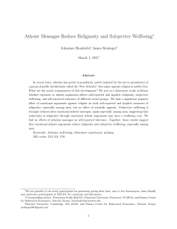 Atheist Messages Reduce Religiosity and Subjective WellbeingWe