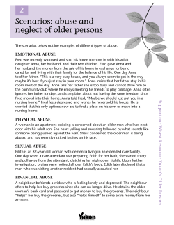 Scenarios: abuse and neglect of older persons