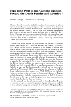 Pope John Paul II and Catholic Opinion Toward the Death Penalty