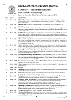 Schedule 1 - Prohibited Weapons Prescribed Safe