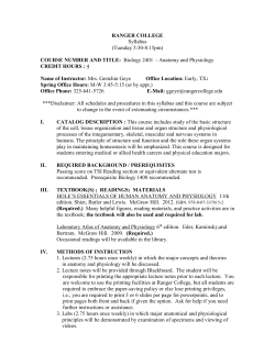 RANGER COLLEGE Syllabus (Tuesday 5:30