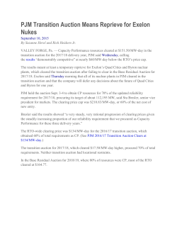 PJM Transition Auction Means Reprieve for Exelon Nukes