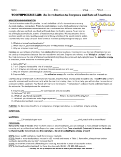 TOOTHPICKASE LAB: An Introduction to Enzymes and Rate of