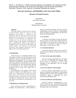 Internal Consistency and Reliability of the Networked