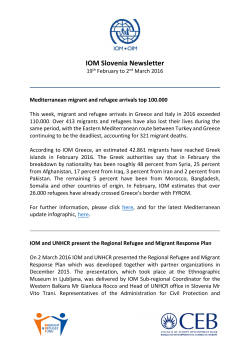 IOM Slovenia Newsletter 3 March 2016