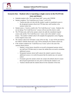 Summer School PLATO Courses Scenario One