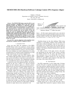 MEMOCODE 2012 Hardware/Software Codesign Contest: DNA