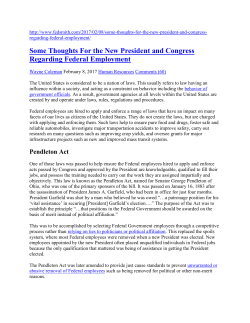 Some Thoughts For the New President and Congress