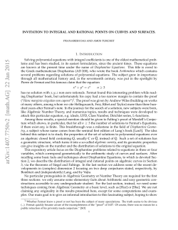 Invitation to Integral and Rational points on curves and surfaces