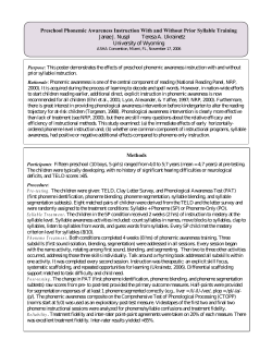 Preschool Phonemic Awareness Instruction With and