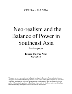 Neo-realism and the Balance of Power in Southeast Asia