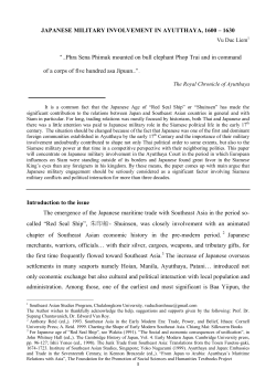 JAPANESE MILITARY INVOLVEMENT IN AYUTTHAYA, 1600 &ndash; 1630