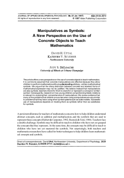 Manipulatives as Symbols - Northwestern University