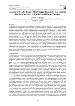 Analysis of Gender Roles within Chagga Households