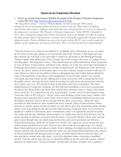 Sources on the Temperance Movement 1. First is an excerpt from