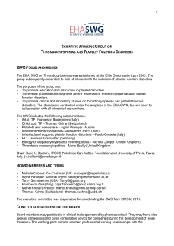 scientific working group on thrombocytopenias and platelet function