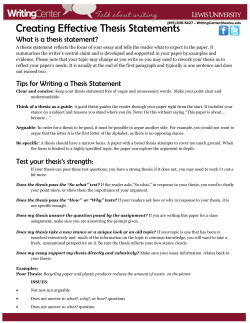 Creating Effective Thesis Statements