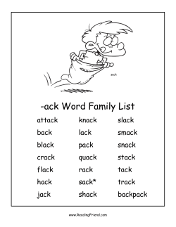 ACK Word Family Worksheets