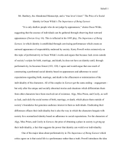 Mr. Bunbury, the Abandoned Manuscript, and a &ldquo;true lover`s knot:&rdquo;