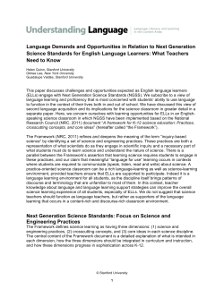 Language Demands and Opportunities in Relation to Next