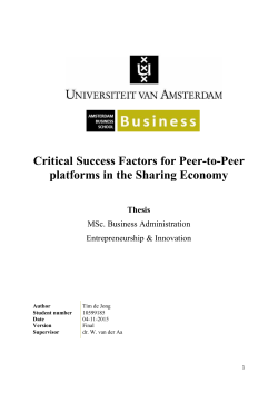 Critical Success Factors for Peer-to-Peer platforms in - UvA-DARE