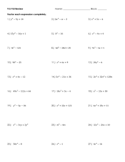 9.5-9.8 Review Name: Block: ______ Factor each expression