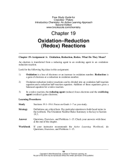 Chapter 19 Oxidation&ndash;Reduction (Redox) Reactions