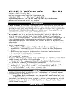 Humanities 222-‐I : Arts and Ideas: Modern
