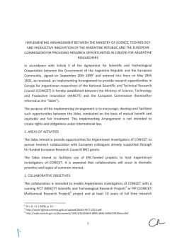 Implementing arrangement for providing research opportunities in