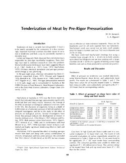 Tenderization of Meat by Pre-Rigor Pressurization