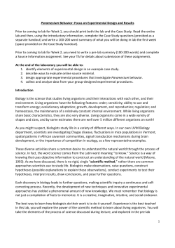 Paramecium Behavior - Process of Science