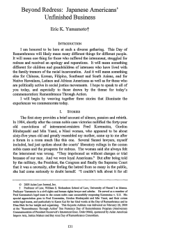 Beyond Redress: Japanese Americans` Unfinished