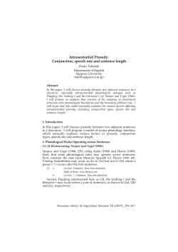 Intrasentential Prosody: Conjunction, speech rate and sentence length