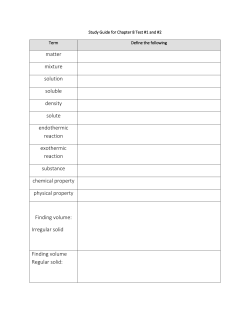 matter mixture solution soluble density solute endothermic reaction