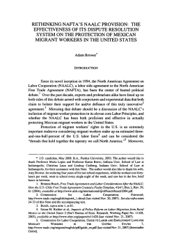 Rethinking NAFTA`s NAALC Provision