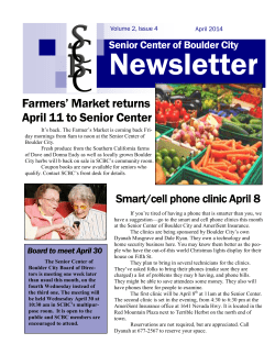 Farmers` Market returns April 11 to Senior Center