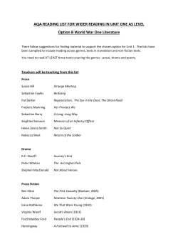 AQA READING LIST FOR WIDER READING IN UNIT ONE AS
